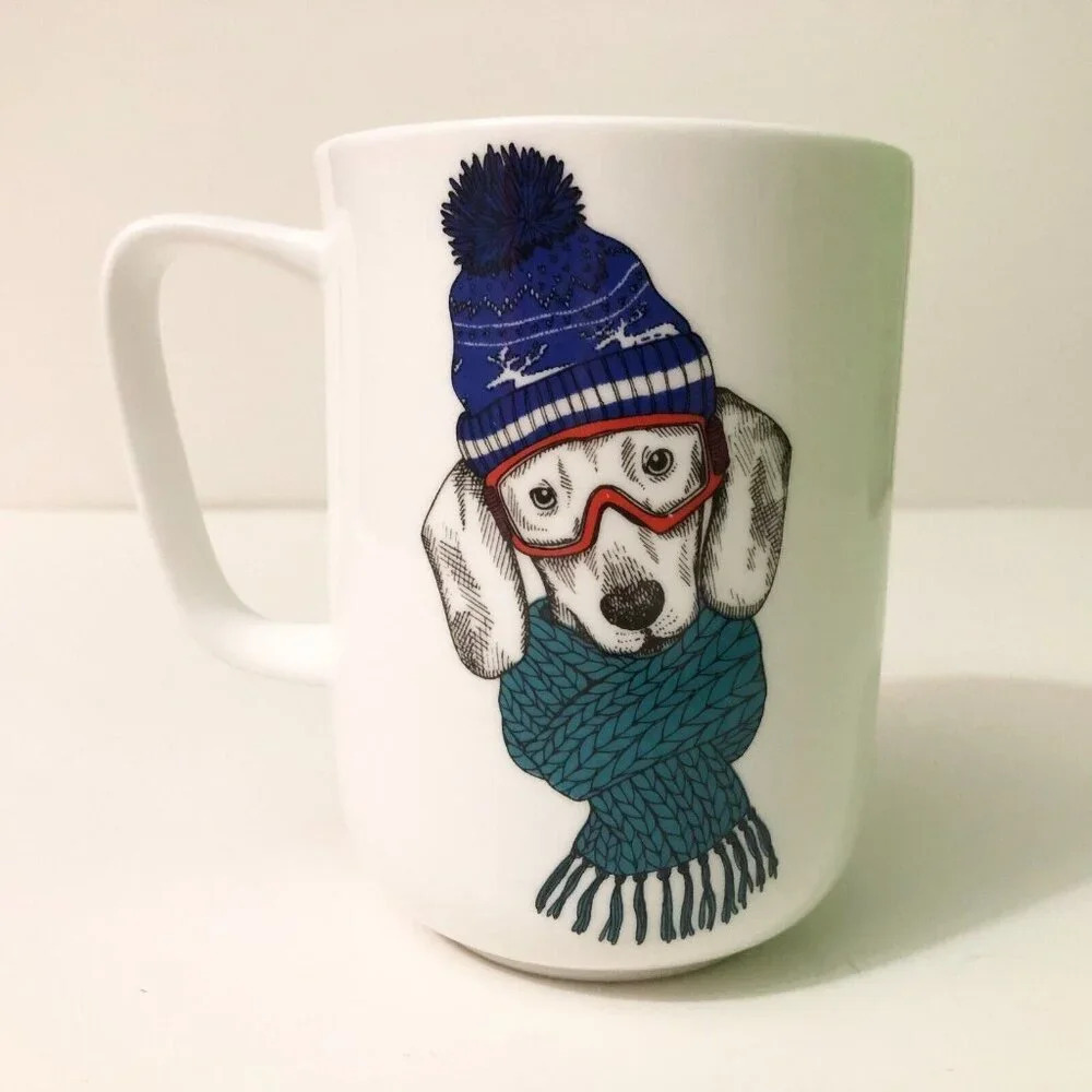 Portobello Design Coffee Mug Labrador Dog Scarf Skiing Goggles Cup